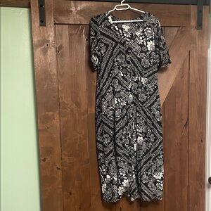 Floral Black and White Dress
